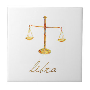 Watercolor Libra Scales Tile