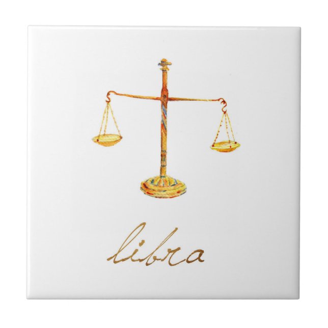 Watercolor Libra Scales Tile (Front)