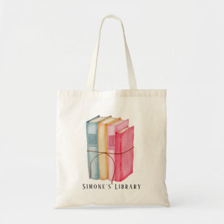 Watercolor Library Books Custom Tote Bag