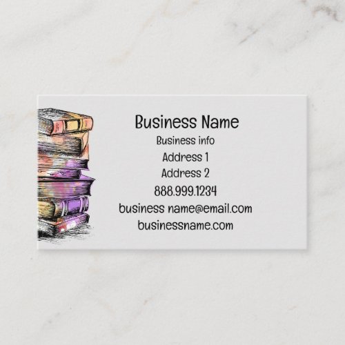 Watercolor Library Old Books Writer Business Card