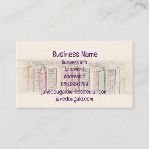 Watercolor Library Old Books Writer Business Card