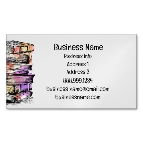 Watercolor Library Old Books Writer Business Card Magnet