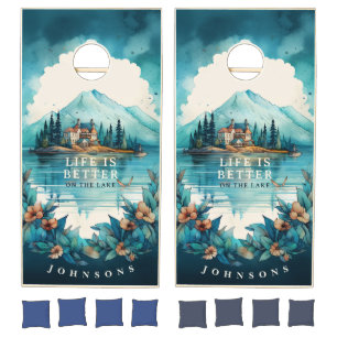 Watercolor Life Is Better at the Lake Cornhole Set