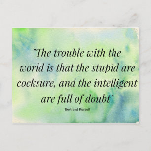 Watercolor Life Quote Stupidity Intelligence Postcard