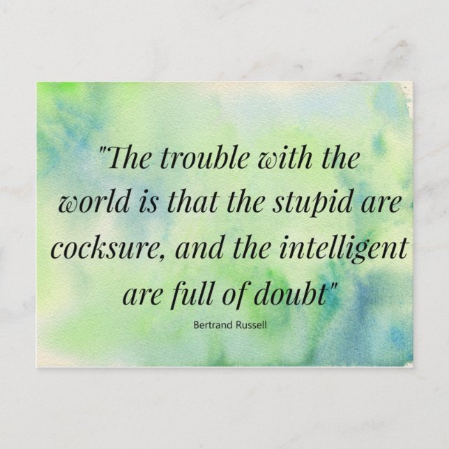 Watercolor Life Quote Stupidity Intelligence  Postcard (Front)