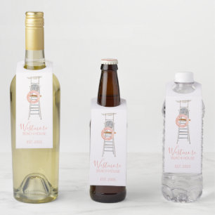 Watercolor Lifeguard Chair Beach House Bottle Hanger Tag