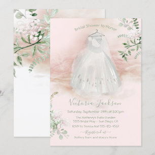 Watercolor Light & Airy Bridal Gown Shower Invitation