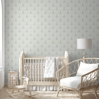 Watercolor Light Blue Anchor Diamond Coastal Wallpaper