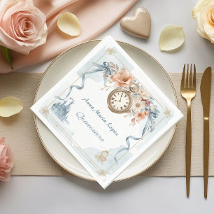Watercolor light blue Cinderella theme quinceanera Napkins
