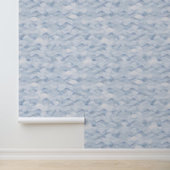 Watercolor Light Blue Grey Sea Waves Beach House  Wallpaper (Application)