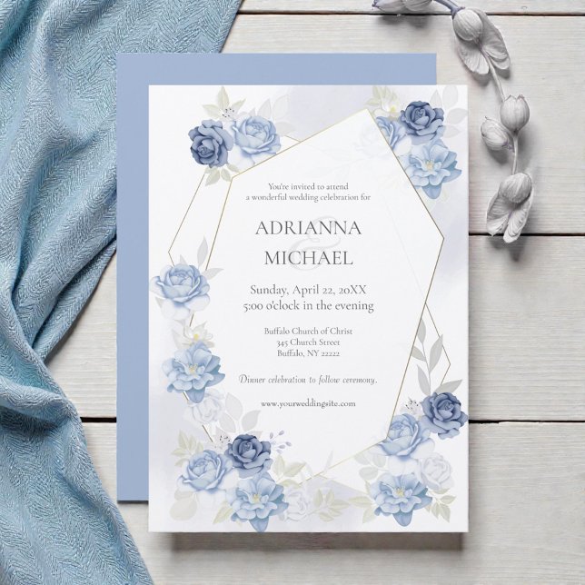 Watercolor Light Blue Wedding Invitation (Creator Uploaded)