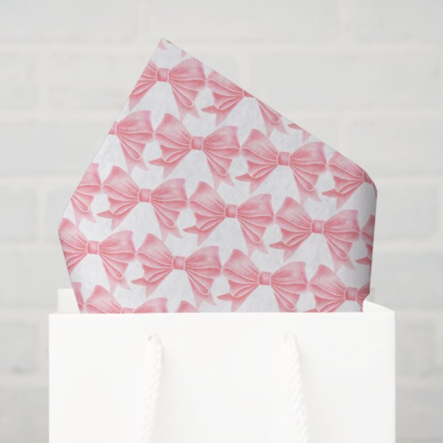 Watercolor light pink bow art repeat patterned tissue paper (Gift Bag)