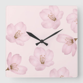 Watercolor Light Pink Cherry Blossom Wall Clock