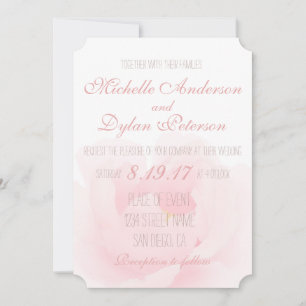 Watercolor Light Pink Peony Elegant Wedding Invitation
