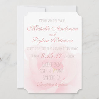 Watercolor Light Pink Peony Elegant Wedding Invitation