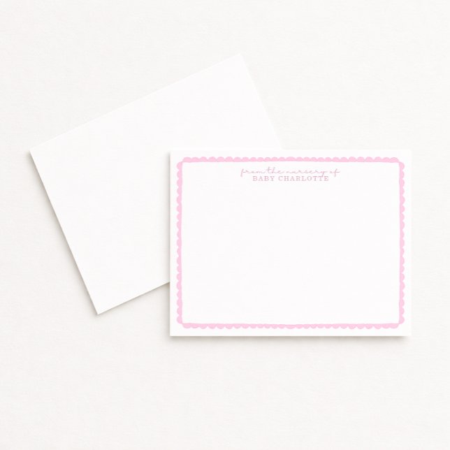 Watercolor light Pink Scalloped Nursery Note Card (Creator Uploaded)