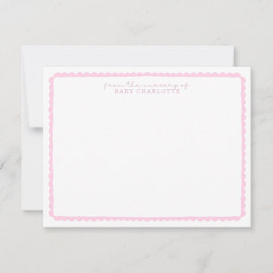 Watercolor light Pink Scalloped Nursery Note Card