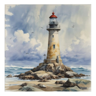 Watercolor Lighthouse Acrylic Print
