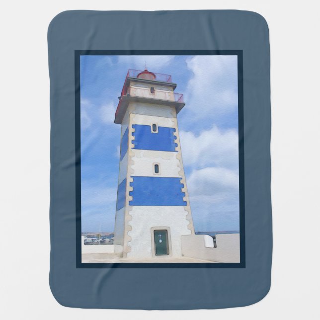 Watercolor lighthouse baby blanket (Front)