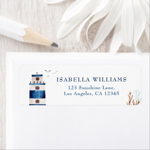 Watercolor Lighthouse Baby Shower Address  Label