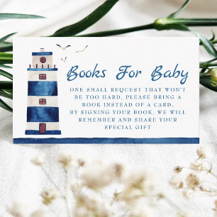 Watercolor Lighthouse Baby Shower Book Request Enclosure Card