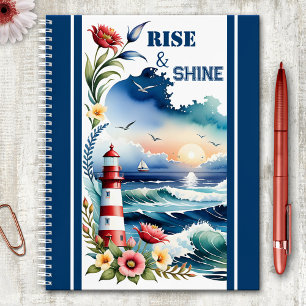 Watercolor Lighthouse Beach Nautical Notebook