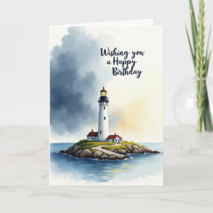 Watercolor Lighthouse Birthday Card