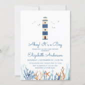 Watercolor Lighthouse  Boy Baby Shower  Invitation (Front)