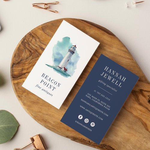 Watercolor Lighthouse Business Card