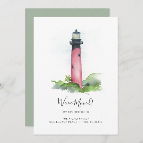 Watercolor Lighthouse Change of Address Moving Invitation