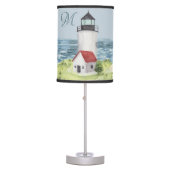 Watercolor Lighthouse Coastal Scene Monogram Table Lamp (Front)