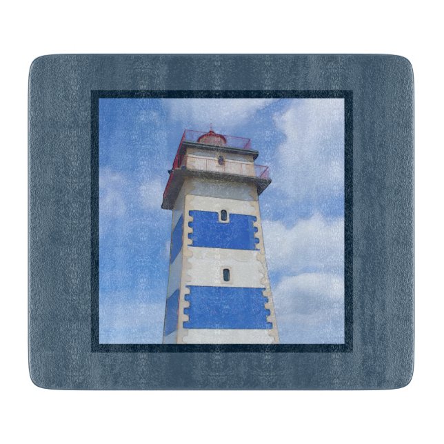 Watercolor lighthouse cutting board (Front)