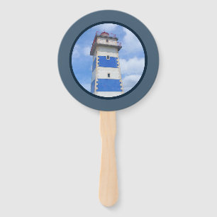 Watercolor lighthouse hand fan