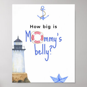 Watercolor lighthouse - How big is Mommy's belly Poster