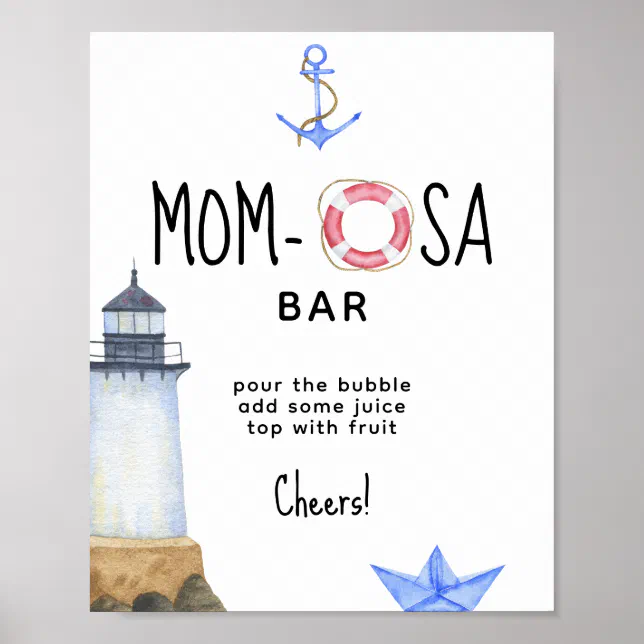 Watercolor lighthouse - mom-osa bar poster | Zazzle