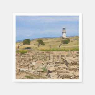 Watercolor lighthouse napkins