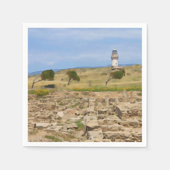 Watercolor lighthouse napkins (Front)
