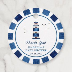 Watercolor Lighthouse Nautical Baby Shower  Favor Tags