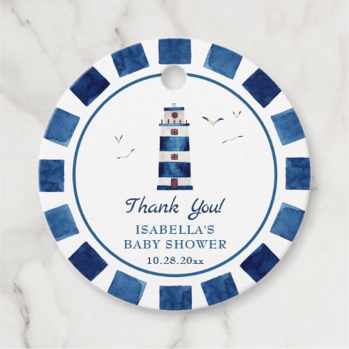 Watercolor Lighthouse Nautical Baby Shower  Favor Tags