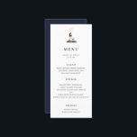 Watercolor Lighthouse Nautical Wedding Menu<br><div class="desc">Coastal chic watercolor lighthouse,  nautical theme menu card. Template provides space for names,  date and three menu title headings with descriptions.  Backing color shown in coordinating dark navy blue,  can be customized.</div>