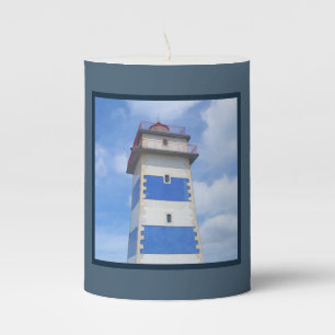 Watercolor lighthouse pillar candle