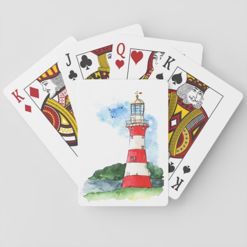 Watercolor Lighthouse Playing Cards