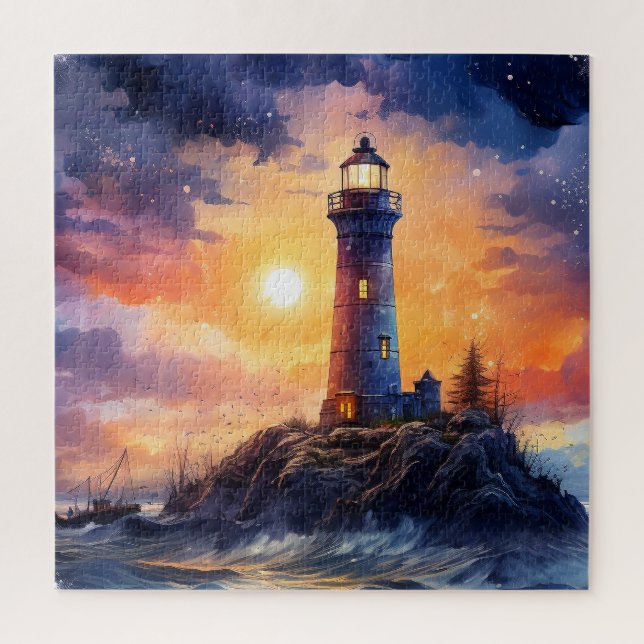 Watercolor Lighthouse Puzzle (Vertical)