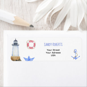 Watercolor lighthouse - Return Address Label
