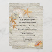 Watercolor Lighthouse Shells Beach Cottage Wedding Invitation (Front/Back)