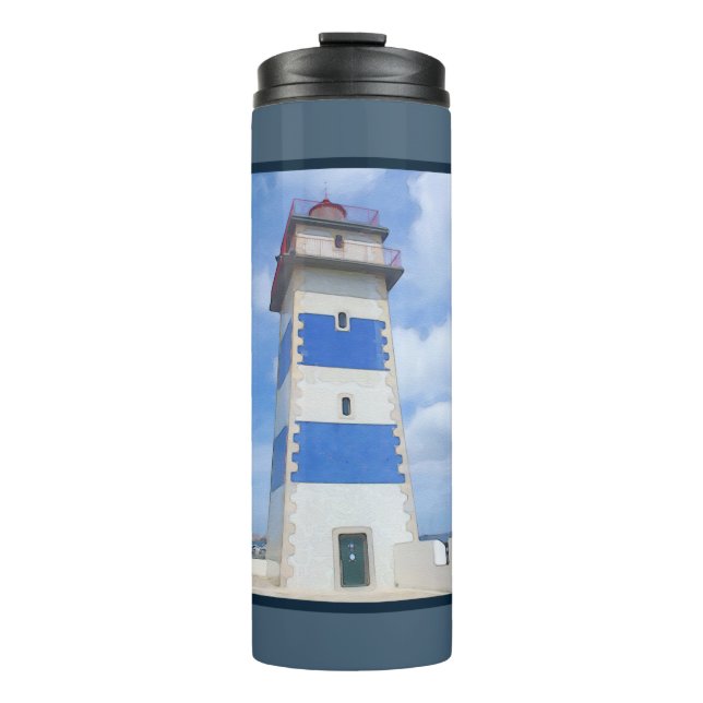 Watercolor lighthouse thermal tumbler (Front)