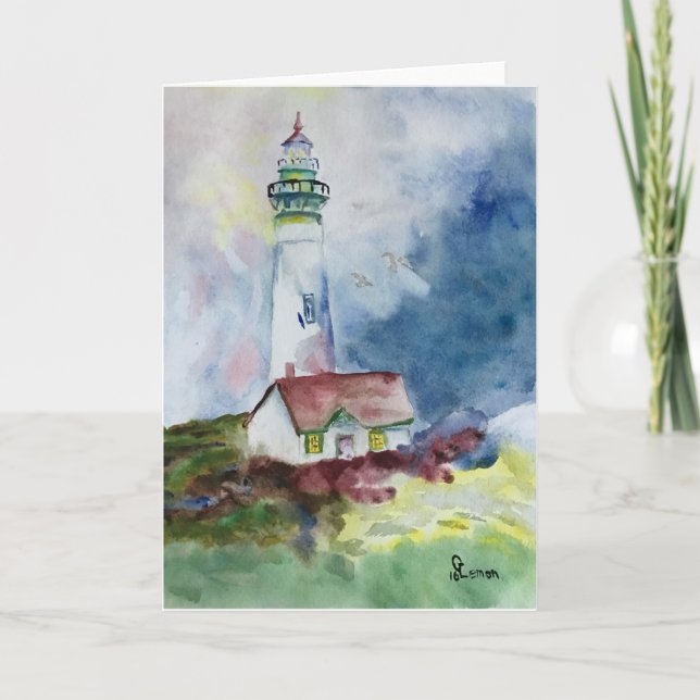 Watercolor Lighthouse, unnamed Thank You Card (Front)