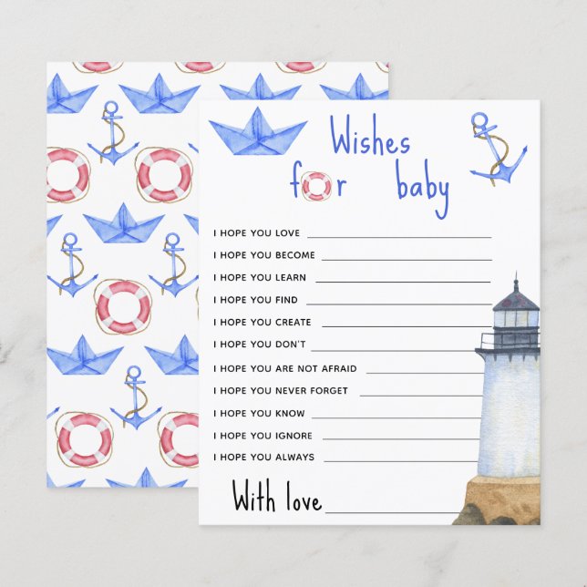 Watercolor Lighthouse - Wishes for baby (Front/Back)