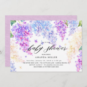 Watercolor Lilac Baby Shower Invitation