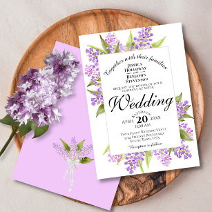 Watercolor Lilac Bouquet Spring Floral Wedding Invitation